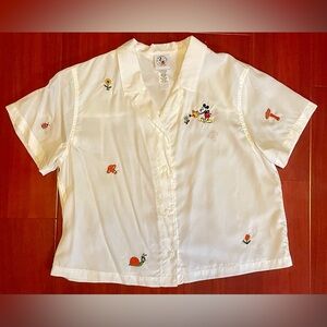 Disney White Button Down Shirt with Embroidery